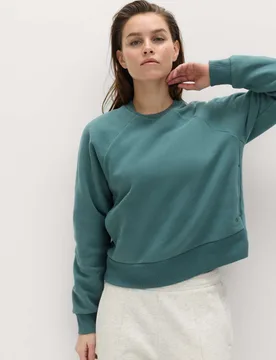 Cotton Rich Crew Neck Sweatshirt Smokey Green female - Goodmove - FashionsVida