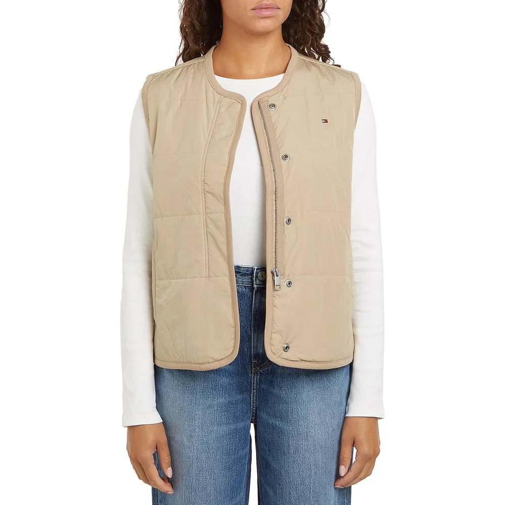 Chaleco de mujer con cuello redondo y cierre de botones invisibles - Tommy Hilfiger - FashionsVida