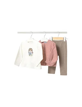 Set neonata 3 pezzi giacca, maglia a maniche lunghe e leggings rosa 80 - Mayoral - FashionsVida