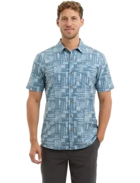 Topshot Pacific Rim Short Sleeve Shirt Petrol M Men - PELAGIC - FashionsVida