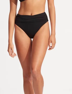 Collective High Waisted High Leg Bikini Bottoms Black Female - Seafolly - FashionsVida