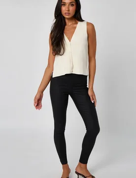 Women's Coated Jeans in Black Size: 18 - Black - Size: 18 - Urban Bliss - FashionsVida