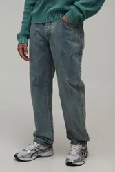 Mens Essential Straight Fit Jeans - Blue Cotton - Size 38 Regular