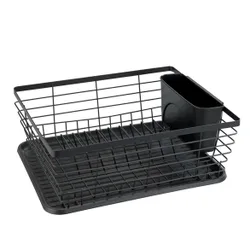 Geschirrabtropfer Mod. Drip Schwarz, mit herausnehmbarem Besteckkorb
