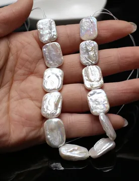 X16mm4A 18cm Luminous Genuine Baroque Square Natural Freshwater White Pearl Bead Jewelry MakeDIY Necklace Bracelet Accessories - Aliexpress - FashionsVida