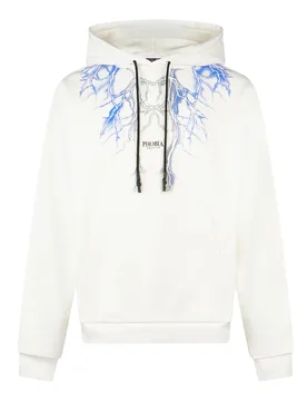 Felpa Leggera Cappuccio Uomo Lightning Hoodie White/blue/grey - PHOBIA - FashionsVida