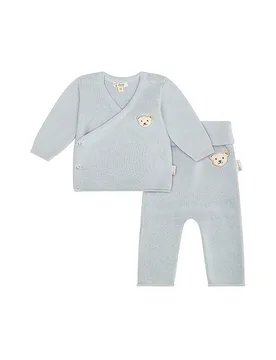 Set neonato cardigan e pantaloni in maglia 2 pezzi azzurro 80 - Steiff - FashionsVida