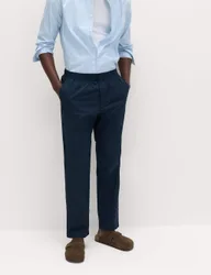 Loose Tapered Fit Lightweight Trousers Navy male