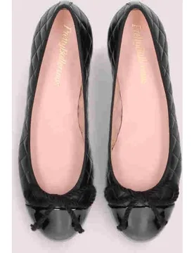 Bailarinas con tacón Gretschen de mujer en napa acolchada con puntera de charol - Pretty Ballerinas - FashionsVida