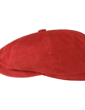 Hatteras Sustainable Corduroy Flat Cap by - dark red - Size: M (56-57 cm) - Stetson - FashionsVida