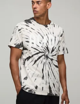 Mens Oversized Acdc Tie Dye License Print T-Shirt - Sand Cotton - Size Large - boohooMAN - FashionsVida