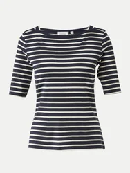 Slim-Fit Streifenshirt Blau 46