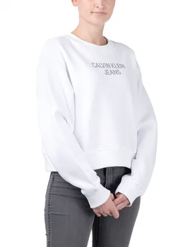 Easy Institutional Crewneck Bright White L Damen - Calvin Klein - FashionsVida