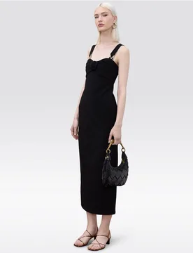 Vestido midi ajustado con nudo en el escote - Lola Casademunt - FashionsVida