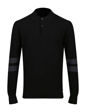 Mens Dawlish Long Sleeve Knitted Polo In Black Cotton - Size 2xl - Luke 1977 - FashionsVida