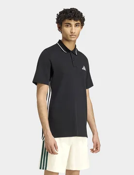 Mens Polo In Piqué Essentials 3-stripes - Nero, nero nero Uomo taglia XL - Adidas - FashionsVida