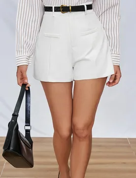 Shorts de pierna ancha de cintura alta sin cinturón para el verano S - Shein - FashionsVida