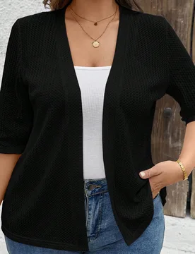 Chaqueta bomber casual de uso diario con estampado de leopardo de manga 3/4 para mujeres de talla grande, ropa de vuelta al colegio para otoño e invi - Shein - FashionsVida