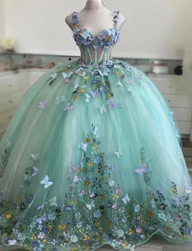 Mint Green Shiny Quinceanera Dresses Off The Shoulder Applique Bow Beads Tull Party Birthday Sweet 16 Dress Vestidos 15 De Anos - Aliexpress - FashionsVida