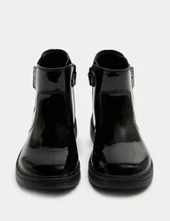 Kids' Leather Chelsea School Boots (8 Small-2 Large) Black Female