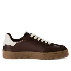 Womens Brown White Suede Leather Fashion Lace Up Sneakers - Size Eu 37