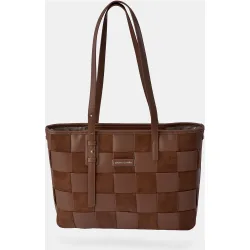 Bolso shopping en P.U. cuadros con doble asa