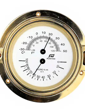 Brass 4.5´´ Thermometer Hygrometer One Size unisex - Plastimo - FashionsVida