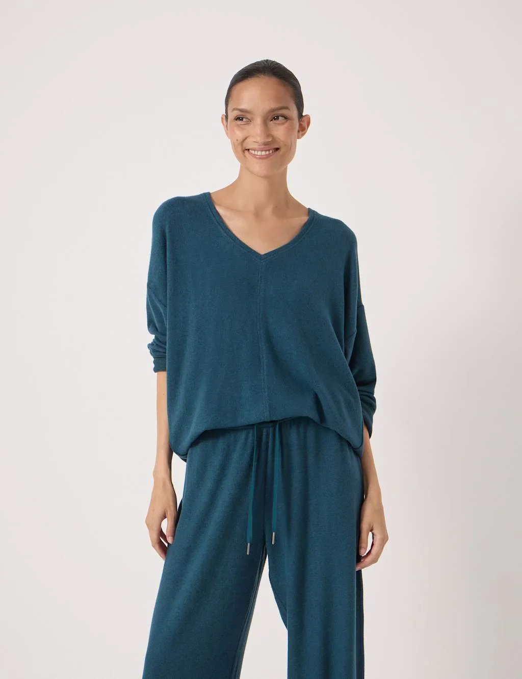 V-Neck Soft Touch Top Teal Green female - hush - FashionsVida