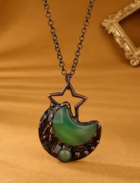YEEVAA Vintage Star Moon Pendant Necklace, Boho Copper Neck Jewelry, Hollow Out Clavicle Necklace For Women - Aliexpress - FashionsVida