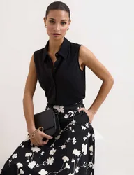Collared Button Through Shirt Black female