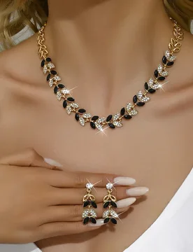 Korean-style alloy water-drop rhinestone luxury necklace and earrings set of jewelry. Gift for a friend's wedding - Aliexpress - FashionsVida