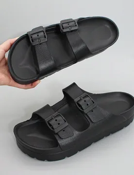 Nuevas sandalias de moda para mujer, suela gruesa con aumento de altura, moldeadas de una sola pieza, estables, suaves, cómodas y ligeras, con doble - Shein - FashionsVida