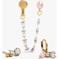 Pack de pendientes asimétricos con perlas decorativas y cuentas