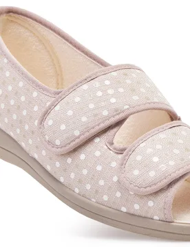 Mollie - Sale Women's Extra Wide Shoes for Swollen Feet - Beige Polka Dot - Size: 7 XXW - Cosyfeet - FashionsVida