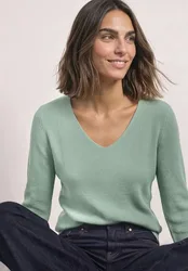Langarm Pullover mit V-Ausschnitt female Grün