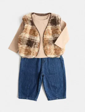 Piece Patterned Outfit Brown Mix male - M&S - FashionsVida