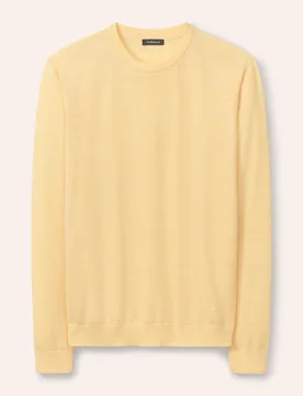 Rundhals-Pullover Merino Extrafein, , Farbe Gelb, 62/64, reine, extrafeine Merinowolle temperaturausgleichend Herren - Walbusch - FashionsVida
