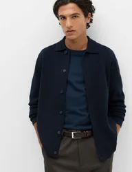 Cotton Blend Milano Knit Overshirt Navy male