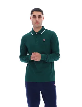 Rain Forest Monte Tipped Collar Long Sleeve Polo - XS - FILA - FashionsVida