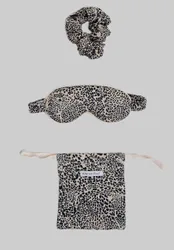 Ella Eye Mask Scrunchie Hidden Leopard Print Set In Cream - One Size