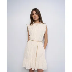 Vestido camisero con bordados de mujer