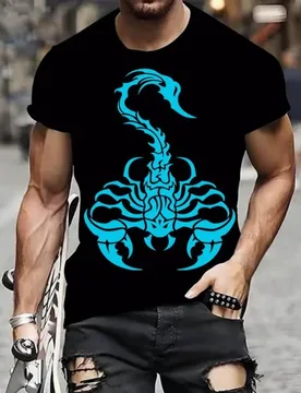 Funny Men's T Shirt Animal Scorpion Print Summer Casual Short Sleeve Tee Street Fashion O-Neck Pullover Men's Clothing - Aliexpress - FashionsVida