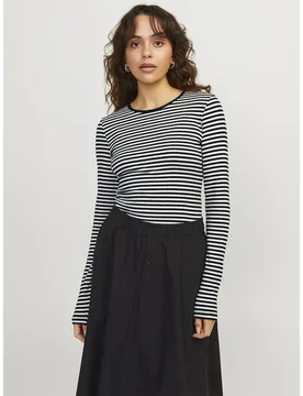 T-shirt à Manches Longues Stella Vanilla Ice / Stripes Black S - Jjxx - FashionsVida