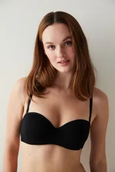 Womens Strapless Padded Jersey Bra - Black - Size 34b