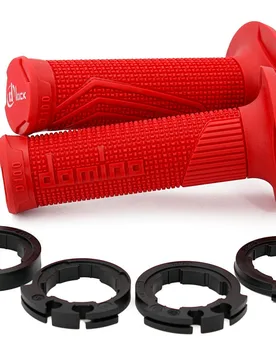 Coppia Manopole D-Lock Rosse Chiuse D100 Lock On / Con Ghiere Universali - Domino - FashionsVida