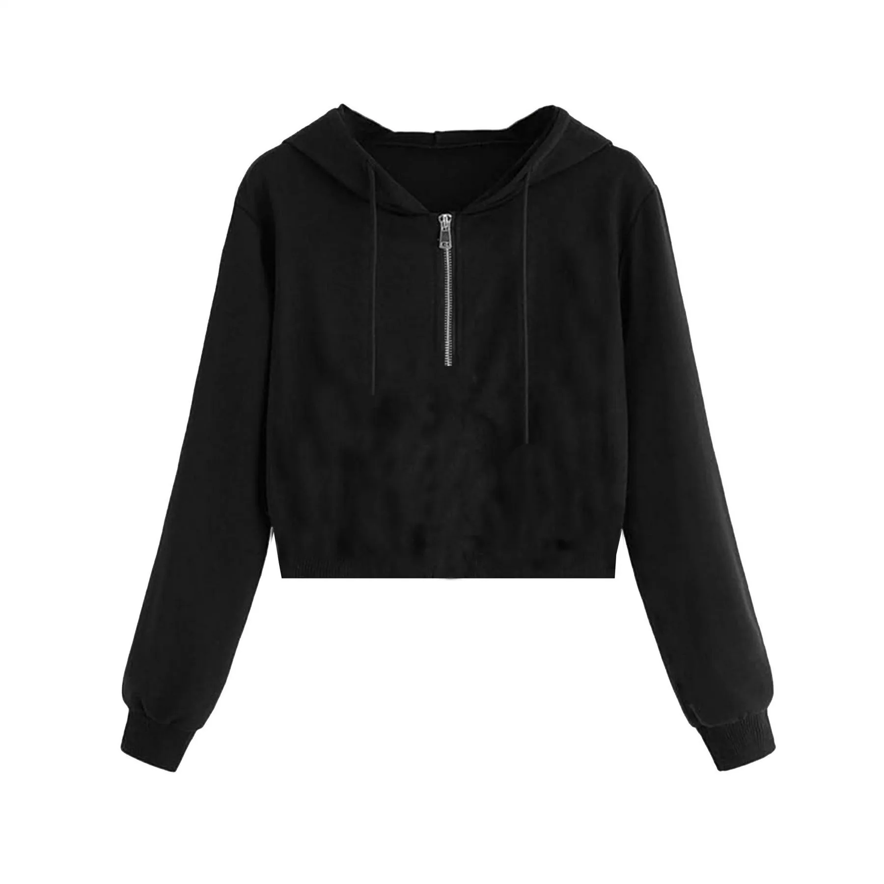 Womens Cropped Hoodie In Black - Size 10 Uk - MISO - FashionsVida