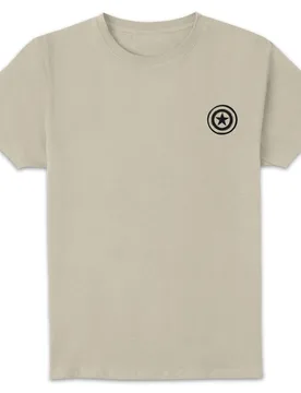 Unisex Captain America Linocut T-Shirt - Cream Size: XL - Cream - Size: XL - Marvel - FashionsVida