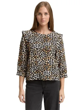 Blusa A Maniche 3/ 107612 Leo Print M - Tom tailor - FashionsVida