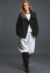 Kurzer Trenchcoat mit Stehkragen Schwarz XS