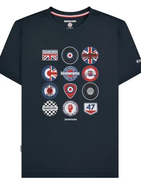 Mens Badge T-Shirt (Navy) Cotton - Size Large - Lambretta - FashionsVida